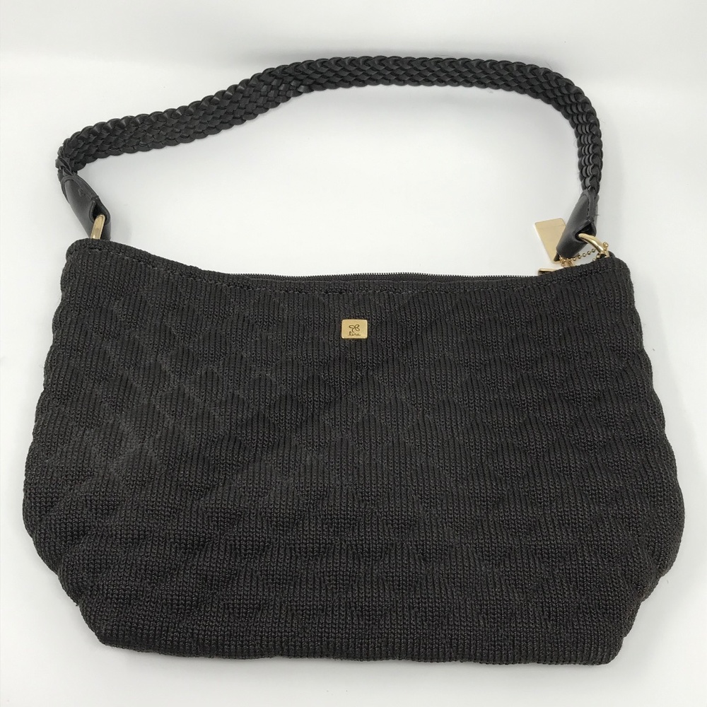 Lina Womens Shoulder Bag Purse Brown Quilted Fabric with Faux Leather Handle